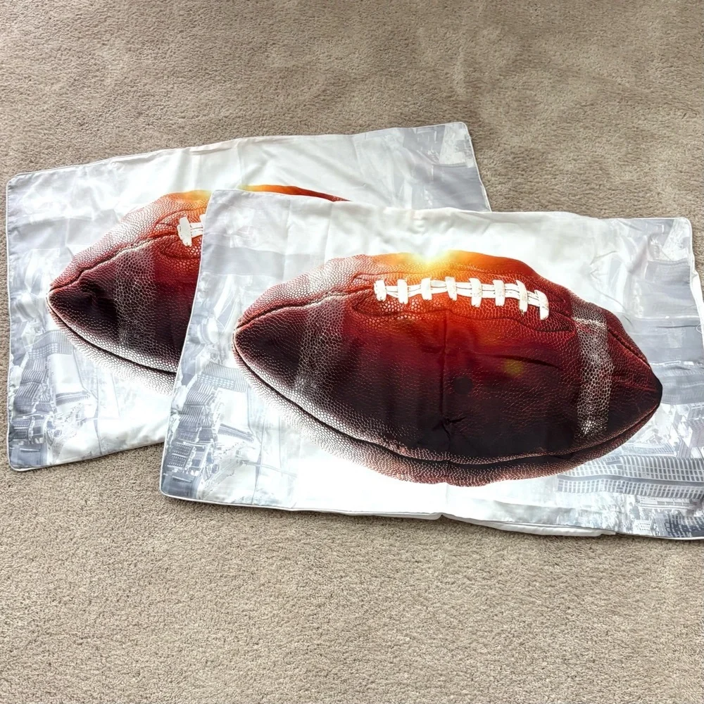 2- NEW Football Pillow Case Standard Shams Bedding -Sports Fan Teen Boys